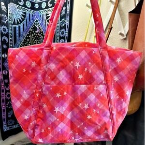 Baggu Pink Star Plaid Cloud Bag